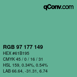 颜色代码: RGB 97 177 149 | qconv.com