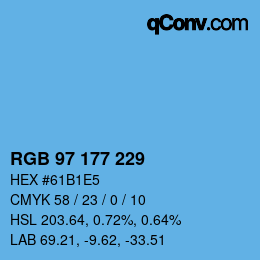 カラーコード: RGB 97 177 229 | qconv.com