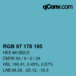 Farbcode: RGB 97 178 195 | qconv.com