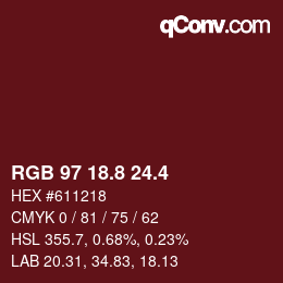 カラーコード: RGB 97 18.8 24.4 | qconv.com