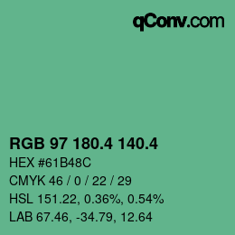 カラーコード: RGB 97 180.4 140.4 | qconv.com