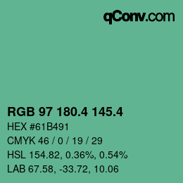 カラーコード: RGB 97 180.4 145.4 | qconv.com