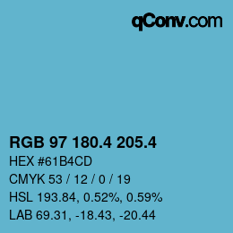 カラーコード: RGB 97 180.4 205.4 | qconv.com
