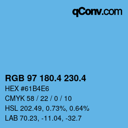 カラーコード: RGB 97 180.4 230.4 | qconv.com