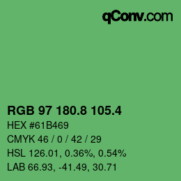 カラーコード: RGB 97 180.8 105.4 | qconv.com