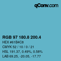 カラーコード: RGB 97 180.8 200.4 | qconv.com