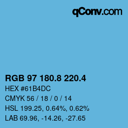カラーコード: RGB 97 180.8 220.4 | qconv.com