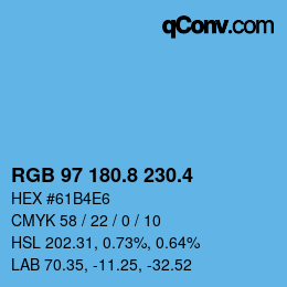 カラーコード: RGB 97 180.8 230.4 | qconv.com
