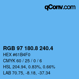 カラーコード: RGB 97 180.8 240.4 | qconv.com