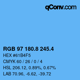 カラーコード: RGB 97 180.8 245.4 | qconv.com