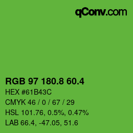 カラーコード: RGB 97 180.8 60.4 | qconv.com