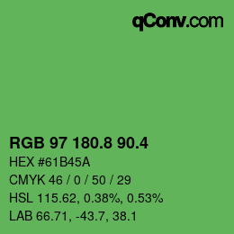 カラーコード: RGB 97 180.8 90.4 | qconv.com