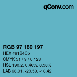 Color code: RGB 97 180 197 | qconv.com