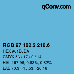 カラーコード: RGB 97 182.2 218.6 | qconv.com