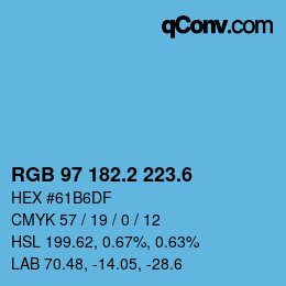 カラーコード: RGB 97 182.2 223.6 | qconv.com