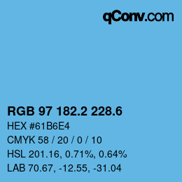 カラーコード: RGB 97 182.2 228.6 | qconv.com