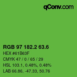 カラーコード: RGB 97 182.2 63.6 | qconv.com