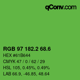 カラーコード: RGB 97 182.2 68.6 | qconv.com