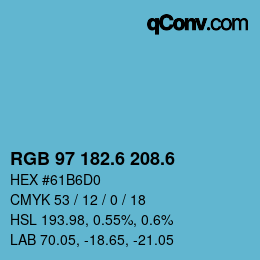 カラーコード: RGB 97 182.6 208.6 | qconv.com
