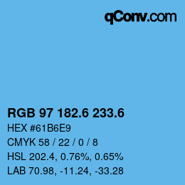 カラーコード: RGB 97 182.6 233.6 | qconv.com