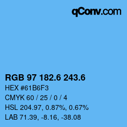 カラーコード: RGB 97 182.6 243.6 | qconv.com
