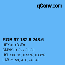 カラーコード: RGB 97 182.6 248.6 | qconv.com