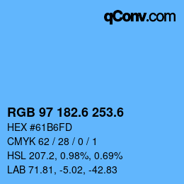 カラーコード: RGB 97 182.6 253.6 | qconv.com