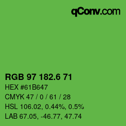 カラーコード: RGB 97 182.6 71 | qconv.com