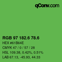 カラーコード: RGB 97 182.6 78.6 | qconv.com