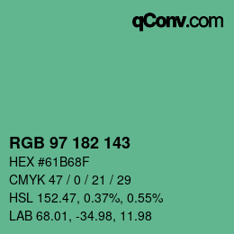 Color code: RGB 97 182 143 | qconv.com
