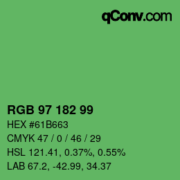 カラーコード: RGB 97 182 99 | qconv.com
