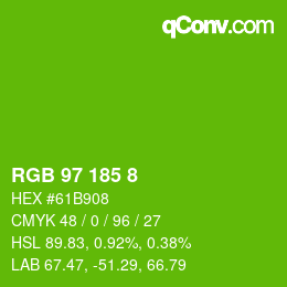 Color code: RGB 97 185 8 | qconv.com