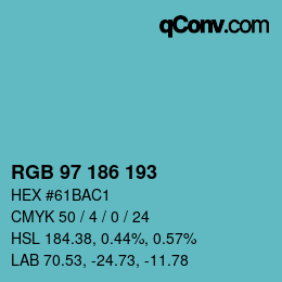 Color code: RGB 97 186 193 | qconv.com