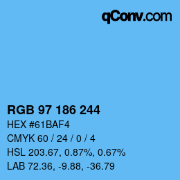 カラーコード: RGB 97 186 244 | qconv.com