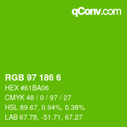 Color code: RGB 97 186 6 | qconv.com
