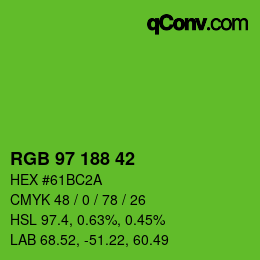 Color code: RGB 97 188 42 | qconv.com
