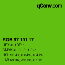 Color code: RGB 97 191 17 | qconv.com