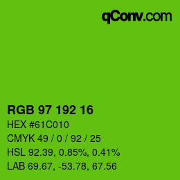Color code: RGB 97 192 16 | qconv.com