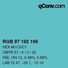 Color code: RGB 97 192 199 | qconv.com
