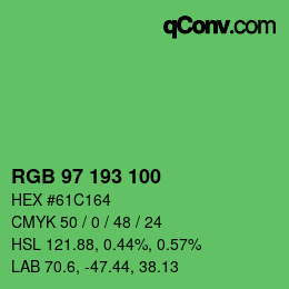 Color code: RGB 97 193 100 | qconv.com