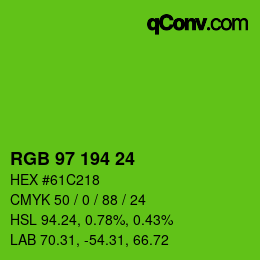 カラーコード: RGB 97 194 24 | qconv.com