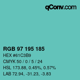 Farbcode: RGB 97 195 185 | qconv.com