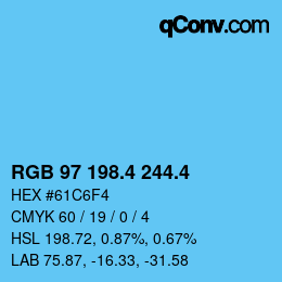 カラーコード: RGB 97 198.4 244.4 | qconv.com