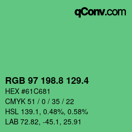 カラーコード: RGB 97 198.8 129.4 | qconv.com