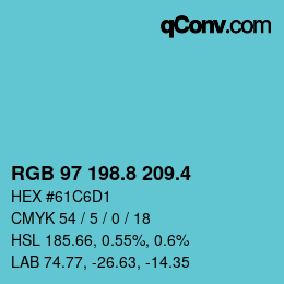 カラーコード: RGB 97 198.8 209.4 | qconv.com