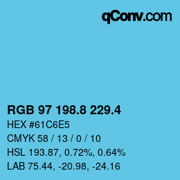 カラーコード: RGB 97 198.8 229.4 | qconv.com