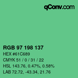 Farbcode: RGB 97 198 137 | qconv.com