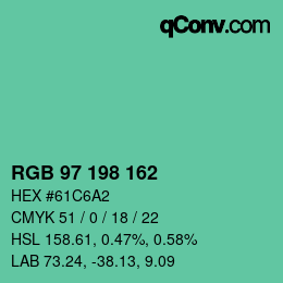 Color code: RGB 97 198 162 | qconv.com