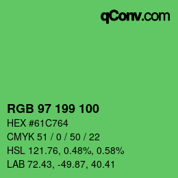 Color code: RGB 97 199 100 | qconv.com