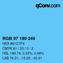 Color code: RGB 97 199 249 | qconv.com